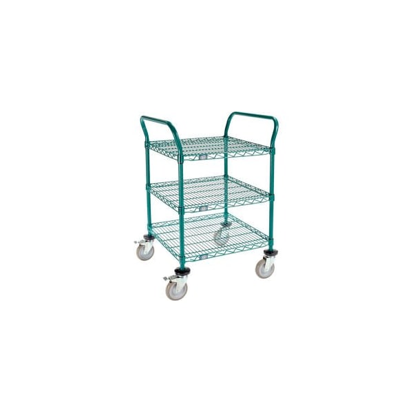 Gec Nexel Utility Cart, 3 Shelf, Poly-Green, 24"L x 24"W x 39"H, Polyurethane Brake Casters 2424P3GB - main